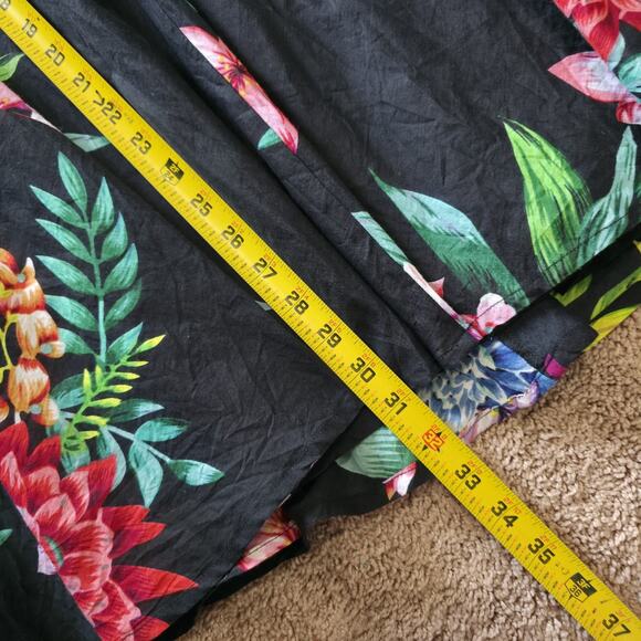 Pomodoro Floral Midi Skirt Womens UK 16 US 12 Black Multi Boho Cottage A-line - Picture 9 of 10